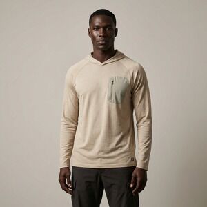 Backcountry Men's Tan Long Sleeve Hoodie Pocket TShirt Extra Large